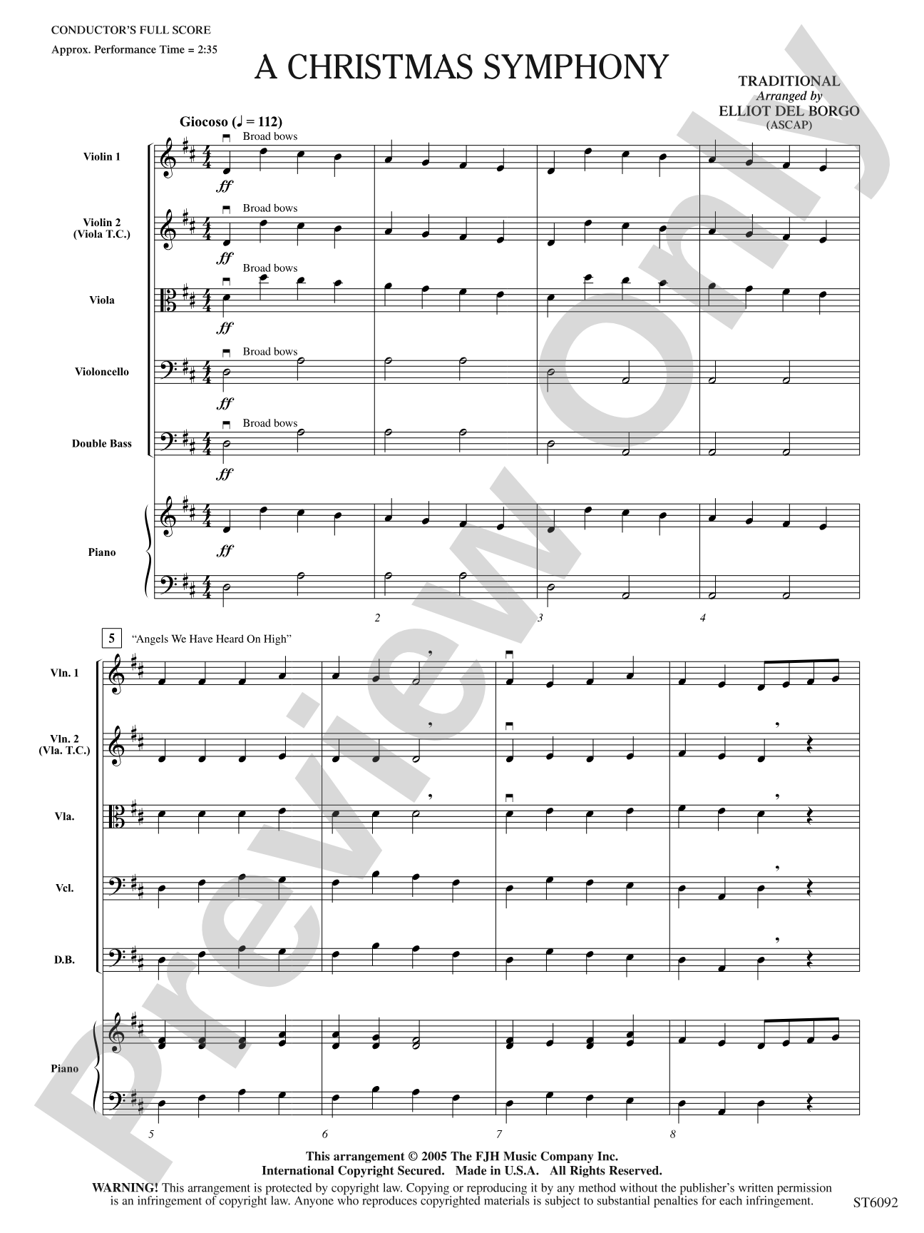 A Christmas Symphony: String Orchestra Conductor Score & Parts