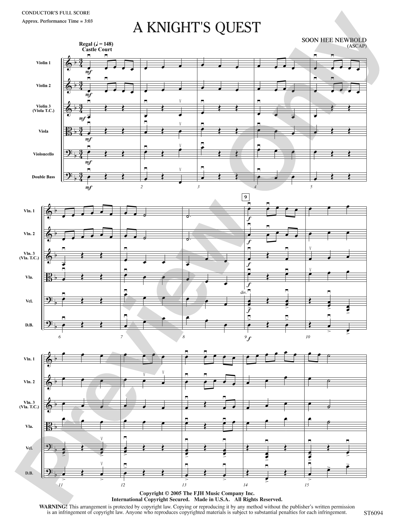 A Knight's Quest: String Orchestra Conductor Score & Parts
