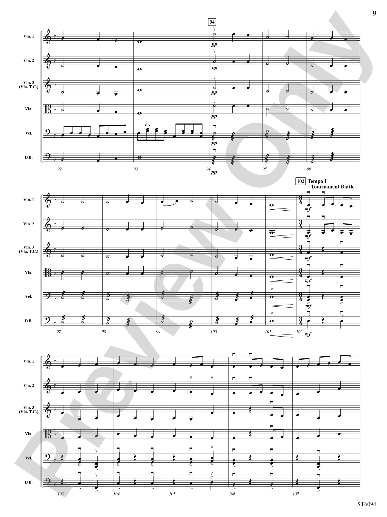 A Knight's Quest: String Orchestra Conductor Score & Parts