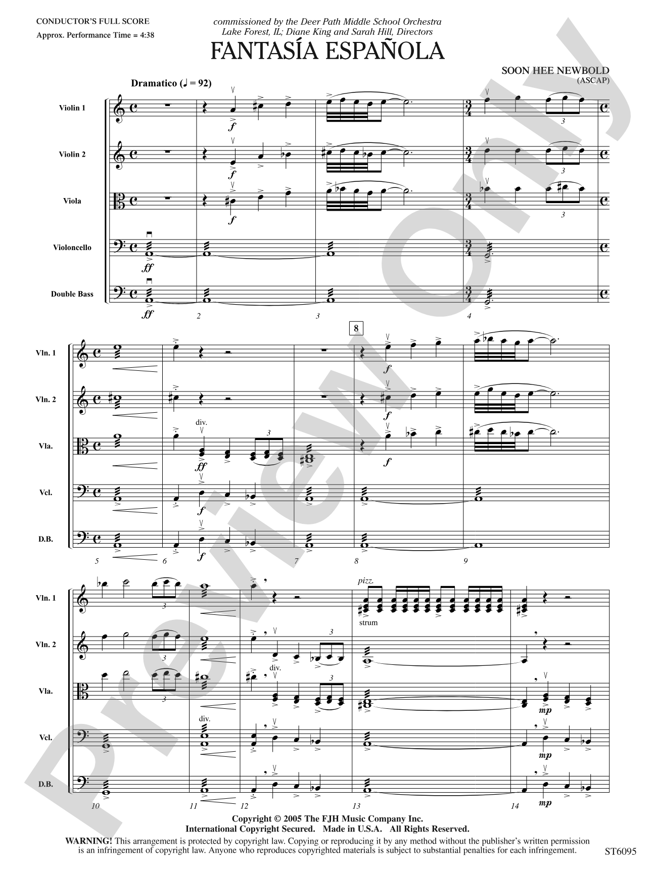 Fantasía española: String Orchestra Conductor Score & Parts