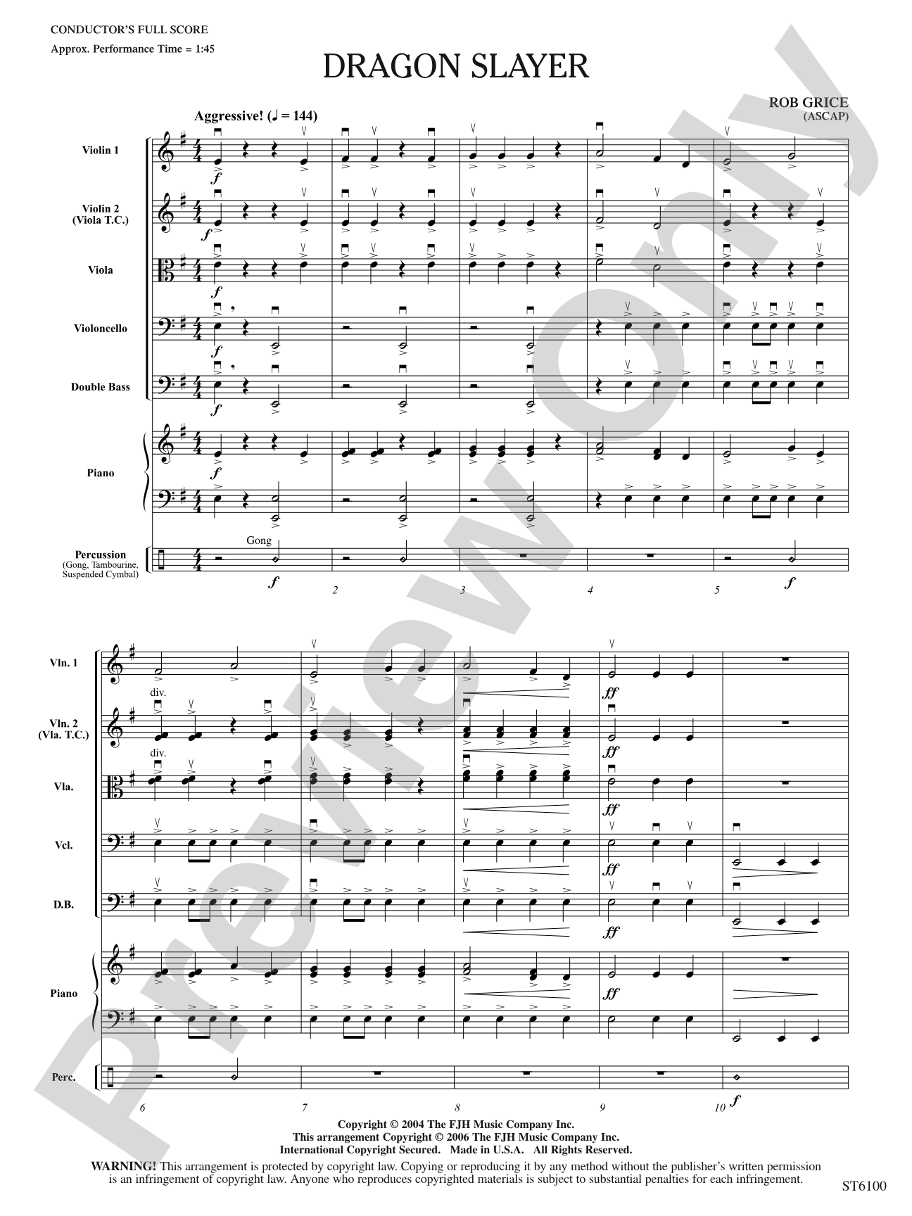 Dragon Slayer: String Orchestra Conductor Score & Parts