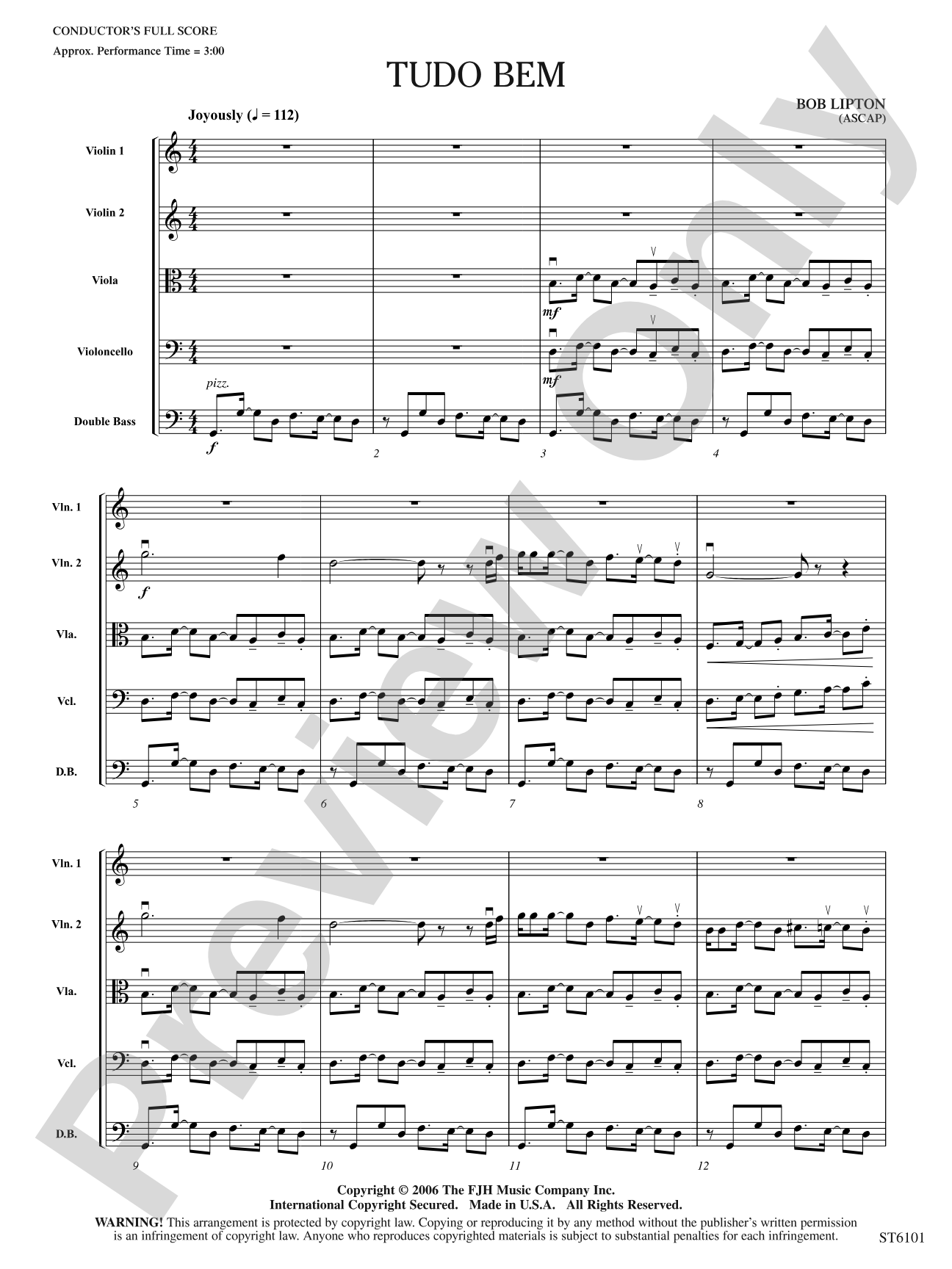 Tudo bem: String Orchestra Conductor Score & Parts