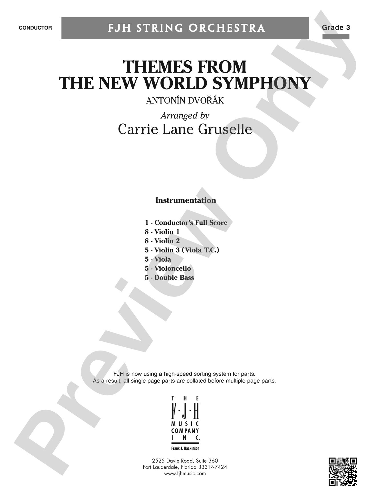 Themes from the New World Symphony: Score