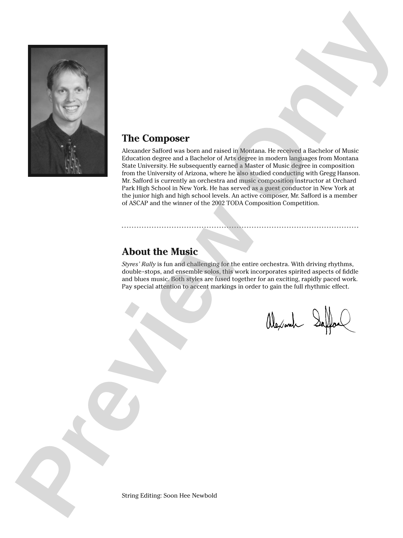 Styres' Rally: String Orchestra Conductor Score & Parts