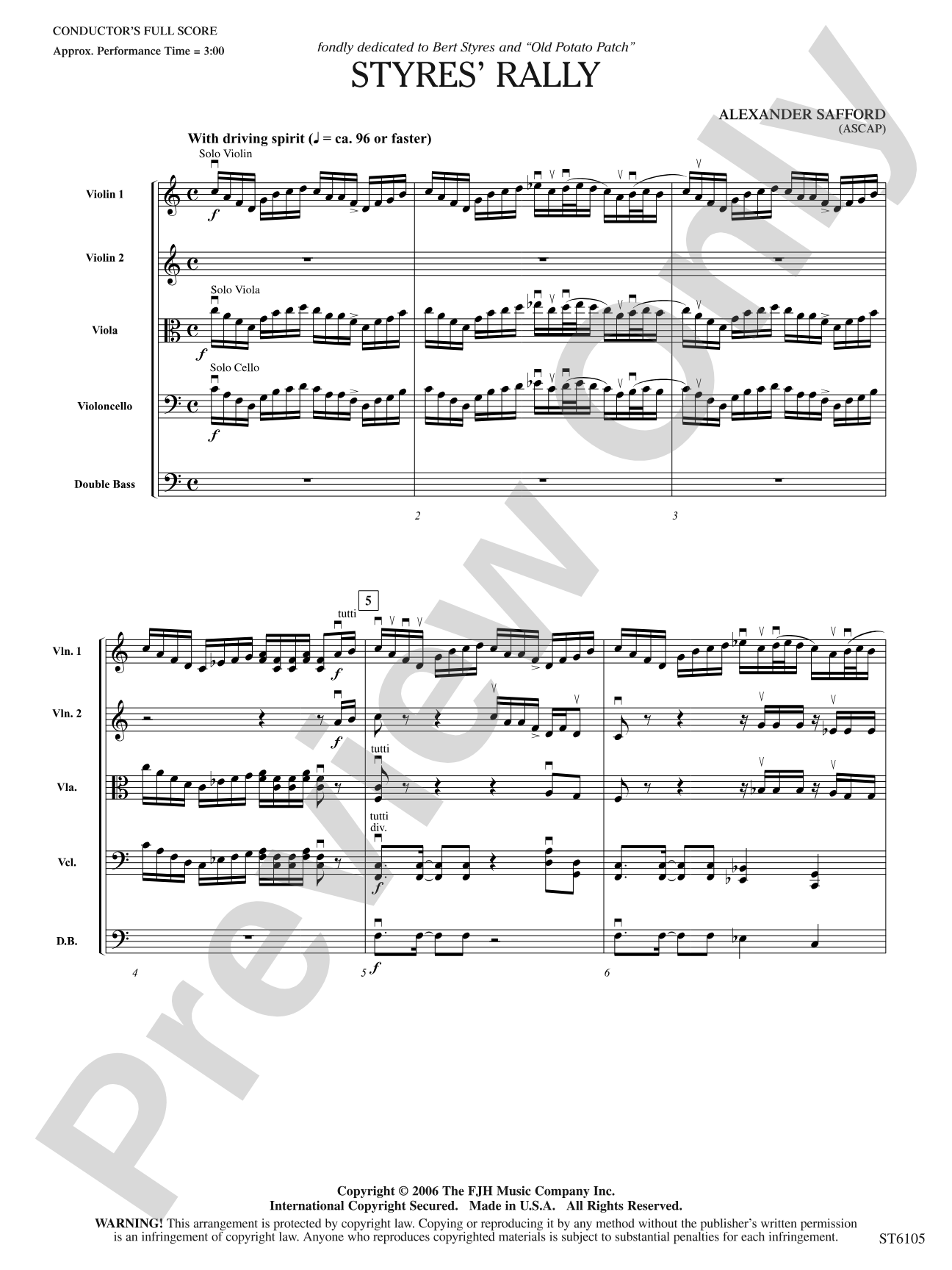 Styres' Rally: String Orchestra Conductor Score & Parts