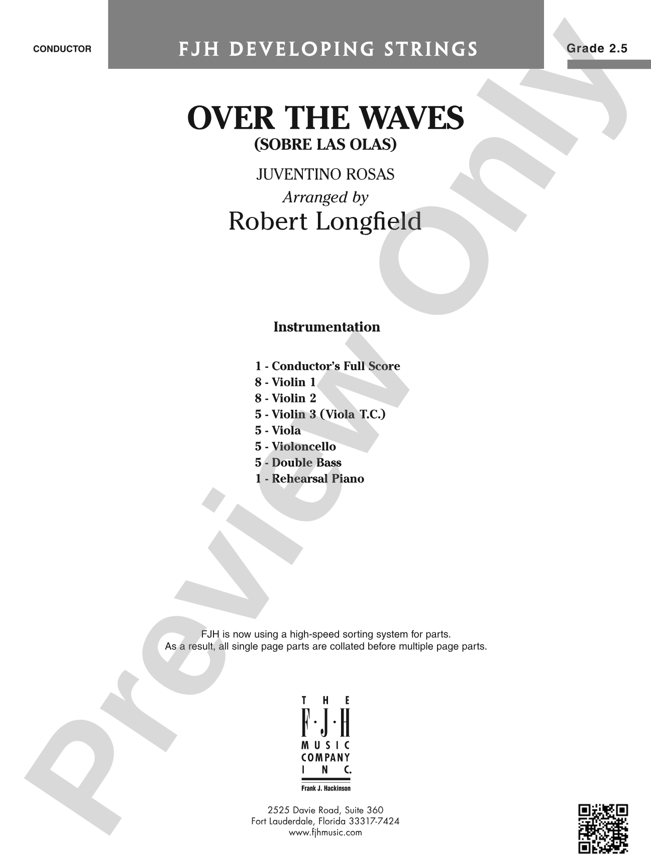 Over the Waves (Sobre las Olas): String Orchestra Conductor Score & Parts