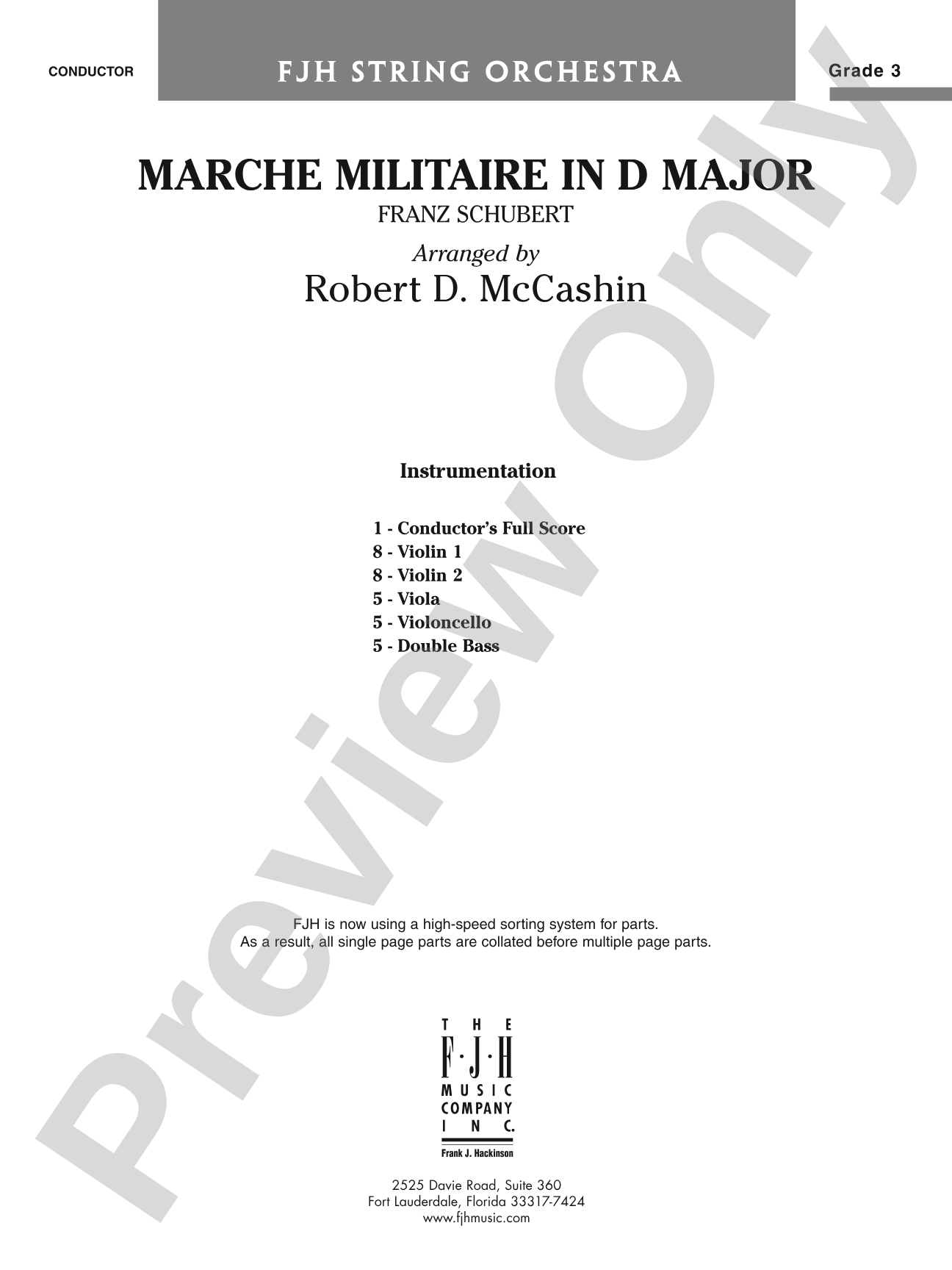 Marche Militaire in D Major: String Orchestra Conductor Score & Parts