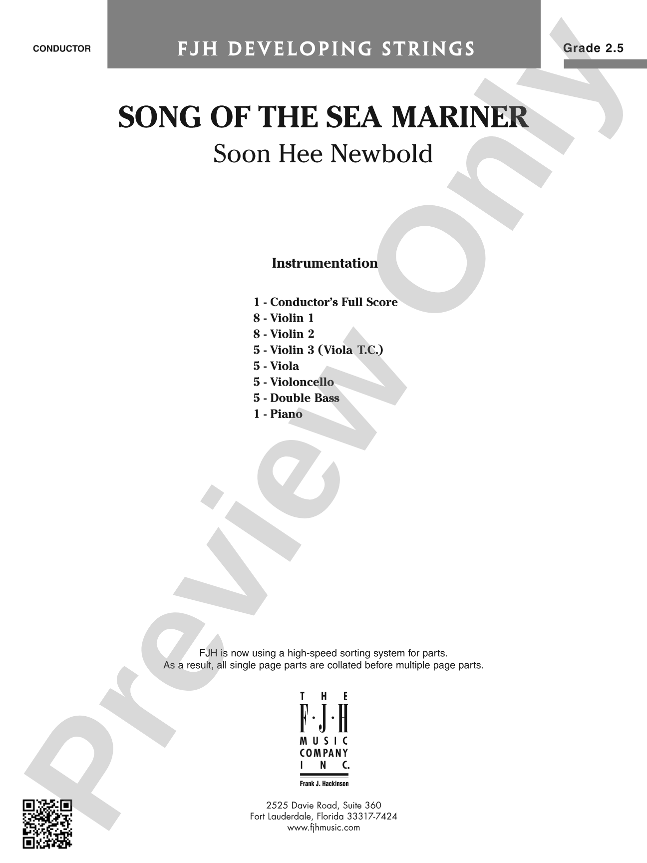 Song of the Sea Mariner: String Orchestra Conductor Score & Parts