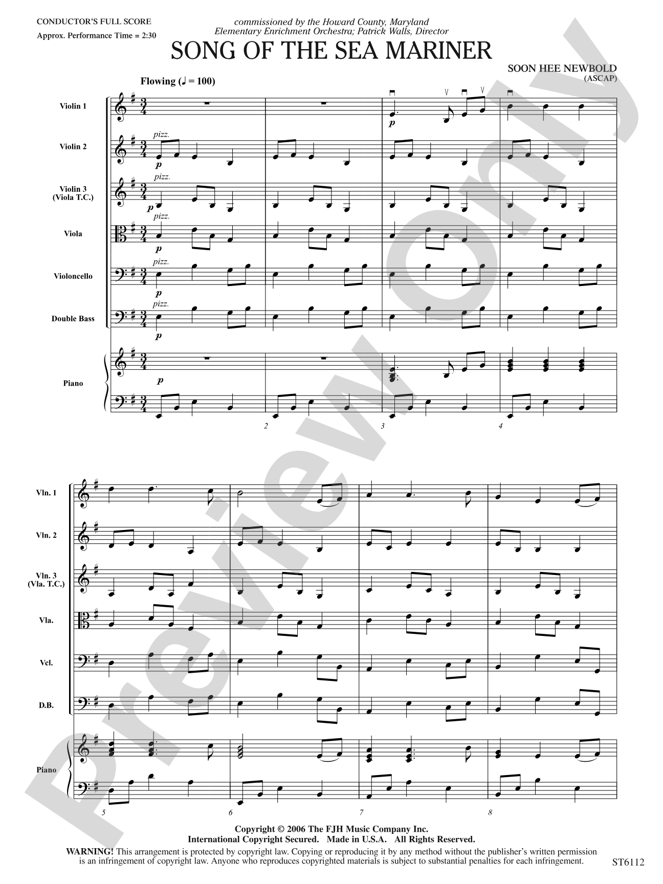 Song of the Sea Mariner: String Orchestra Conductor Score & Parts