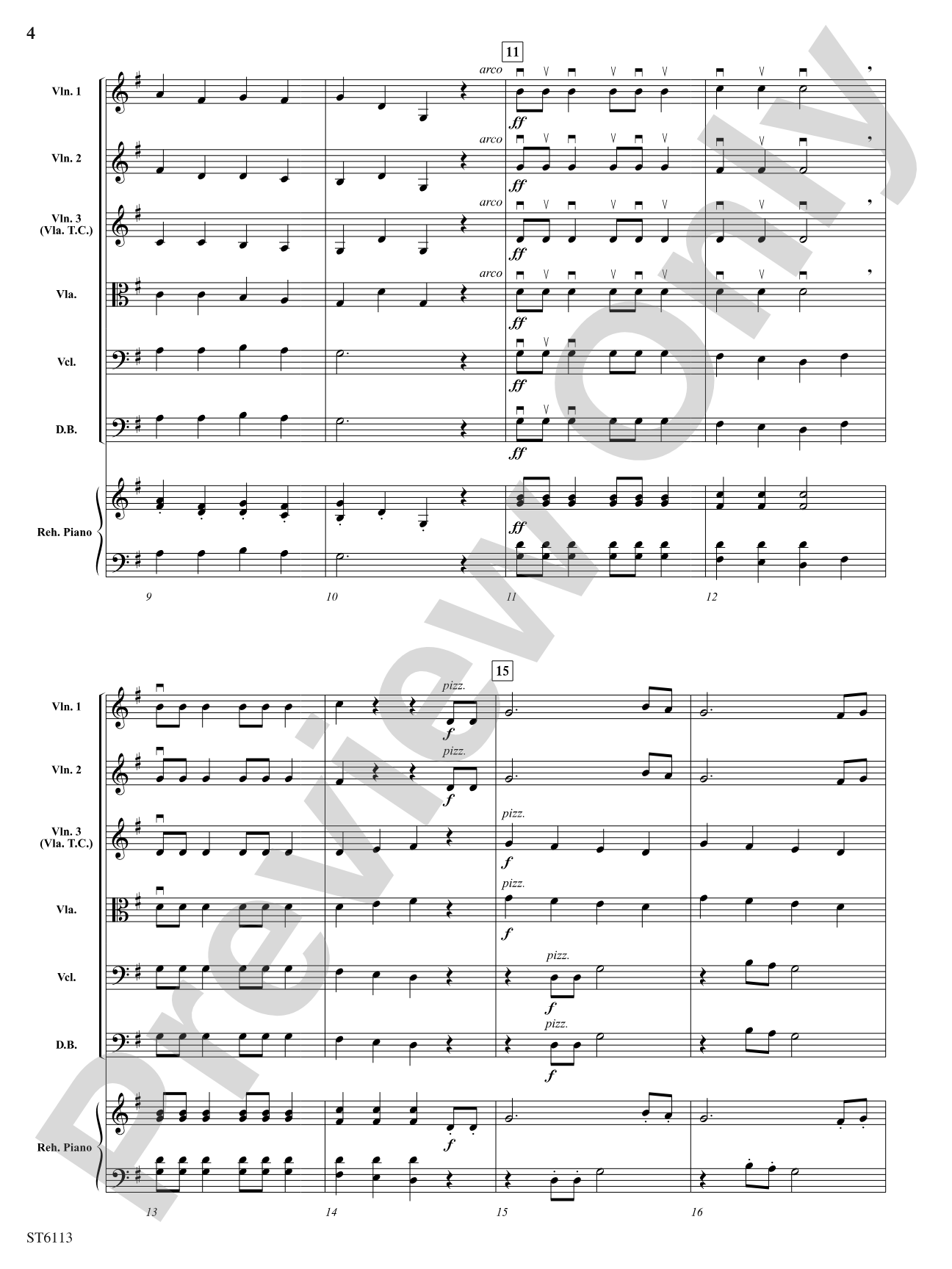Trois chansons de campagne (Three Songs of the Countryside): String Orchestra Conductor Score & Parts