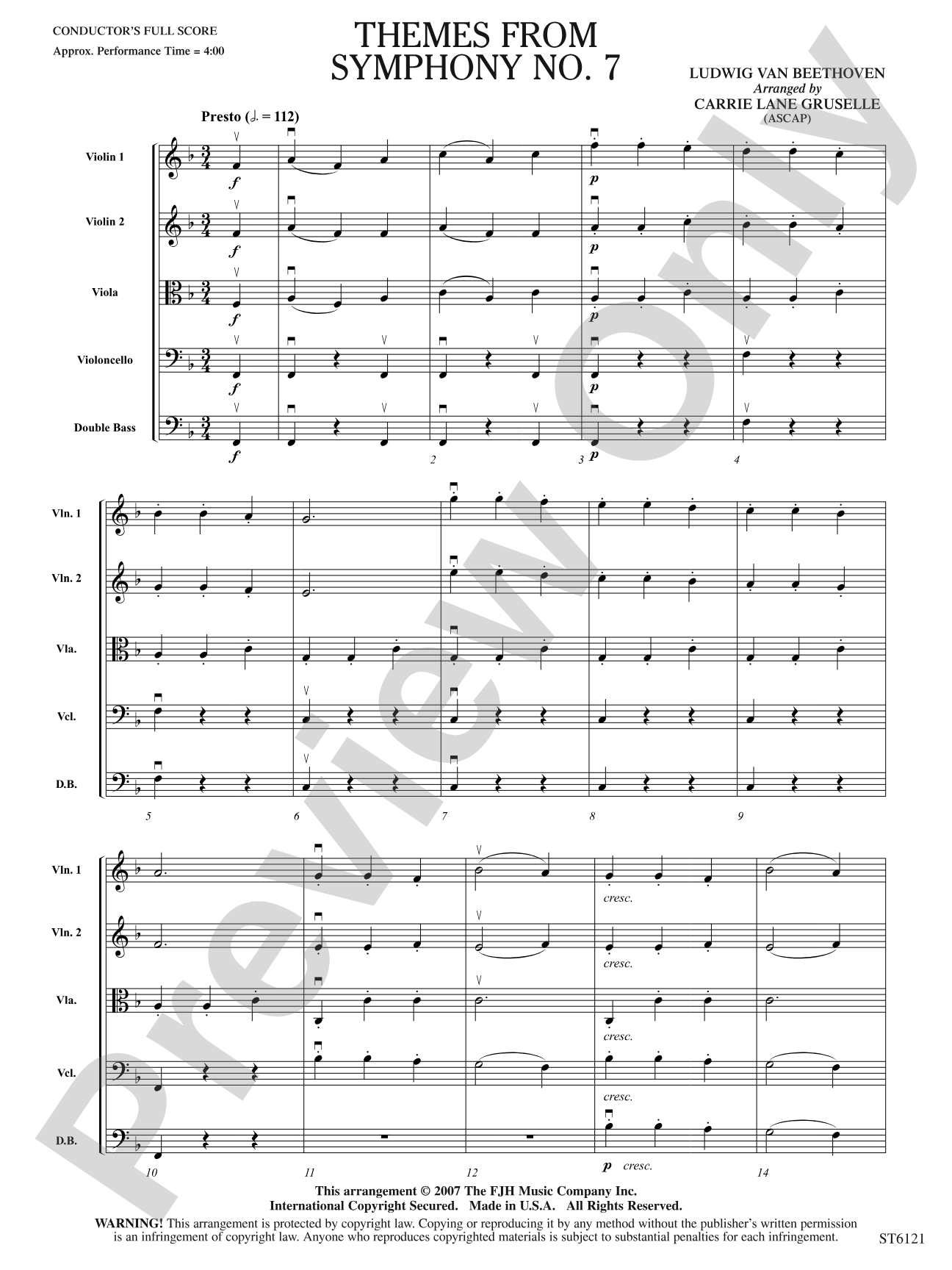 Themes from Symphony No. 7: String Orchestra Conductor Score & Parts