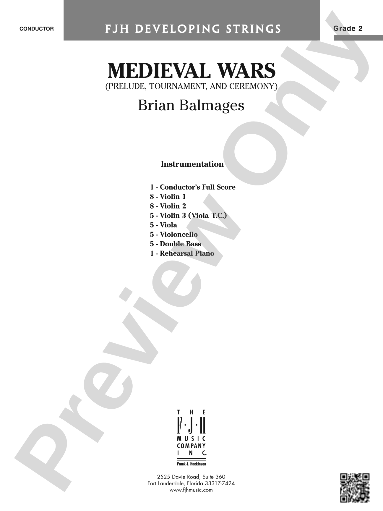 Medieval Wars (Prelude, Tournament, and Ceremony): String Orchestra Conductor Score & Parts