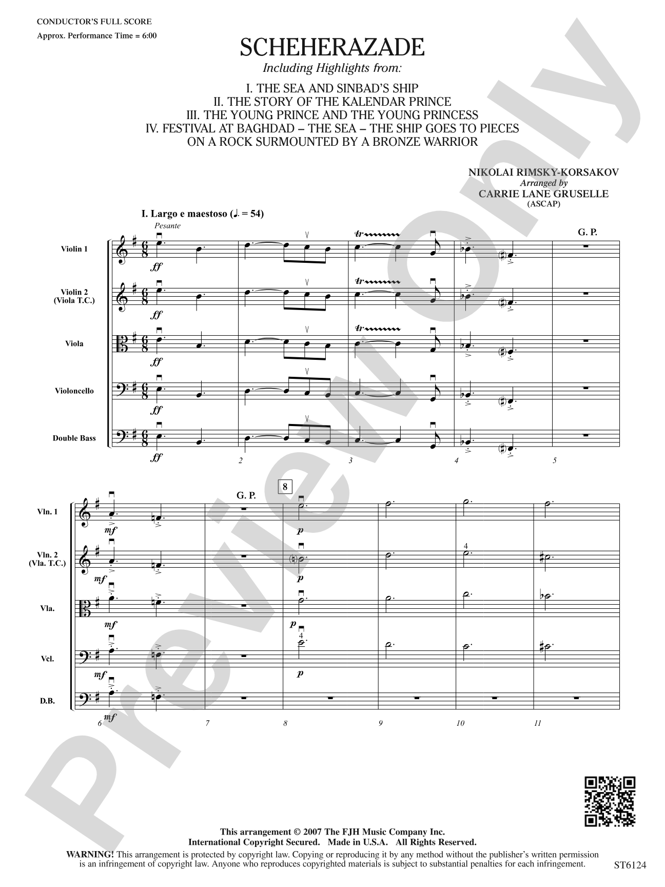 Scheherazade: String Orchestra Conductor Score & Parts