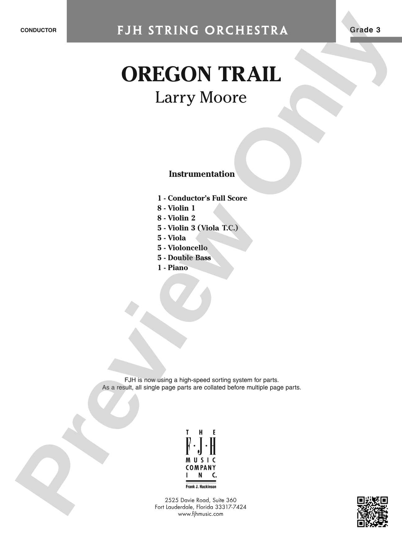 Oregon Trail: String Orchestra Conductor Score & Parts