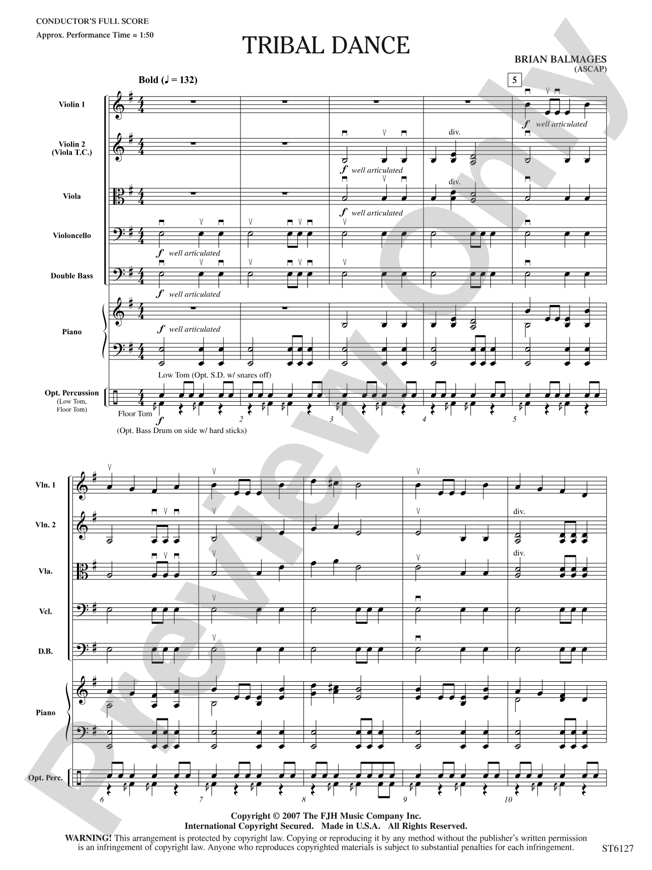 Tribal Dance: String Orchestra Conductor Score & Parts