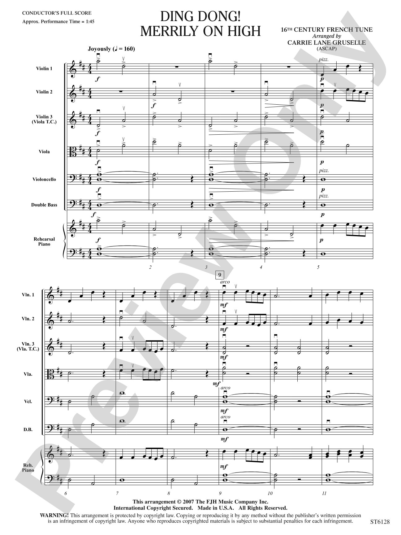 Ding Dong! Merrily on High: String Orchestra Conductor Score & Parts