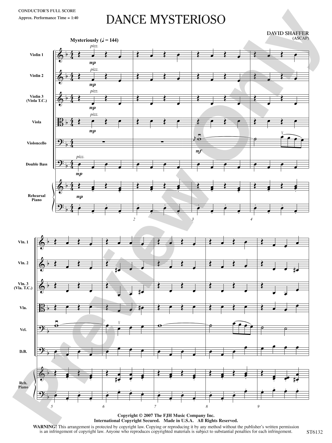 Dance Mysterioso: String Orchestra Conductor Score & Parts