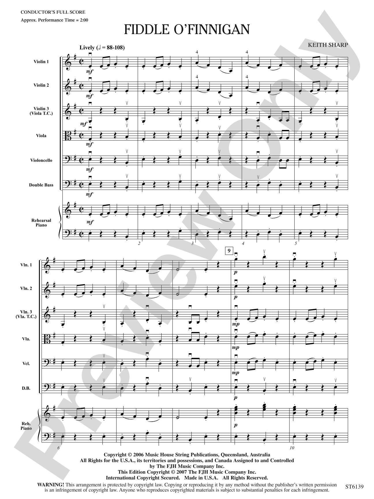 Fiddle O'Finnigan: String Orchestra Conductor Score & Parts