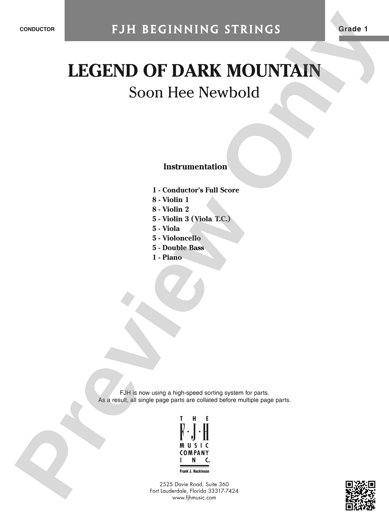 Legend of Dark Mountain: String Orchestra Conductor Score & Parts