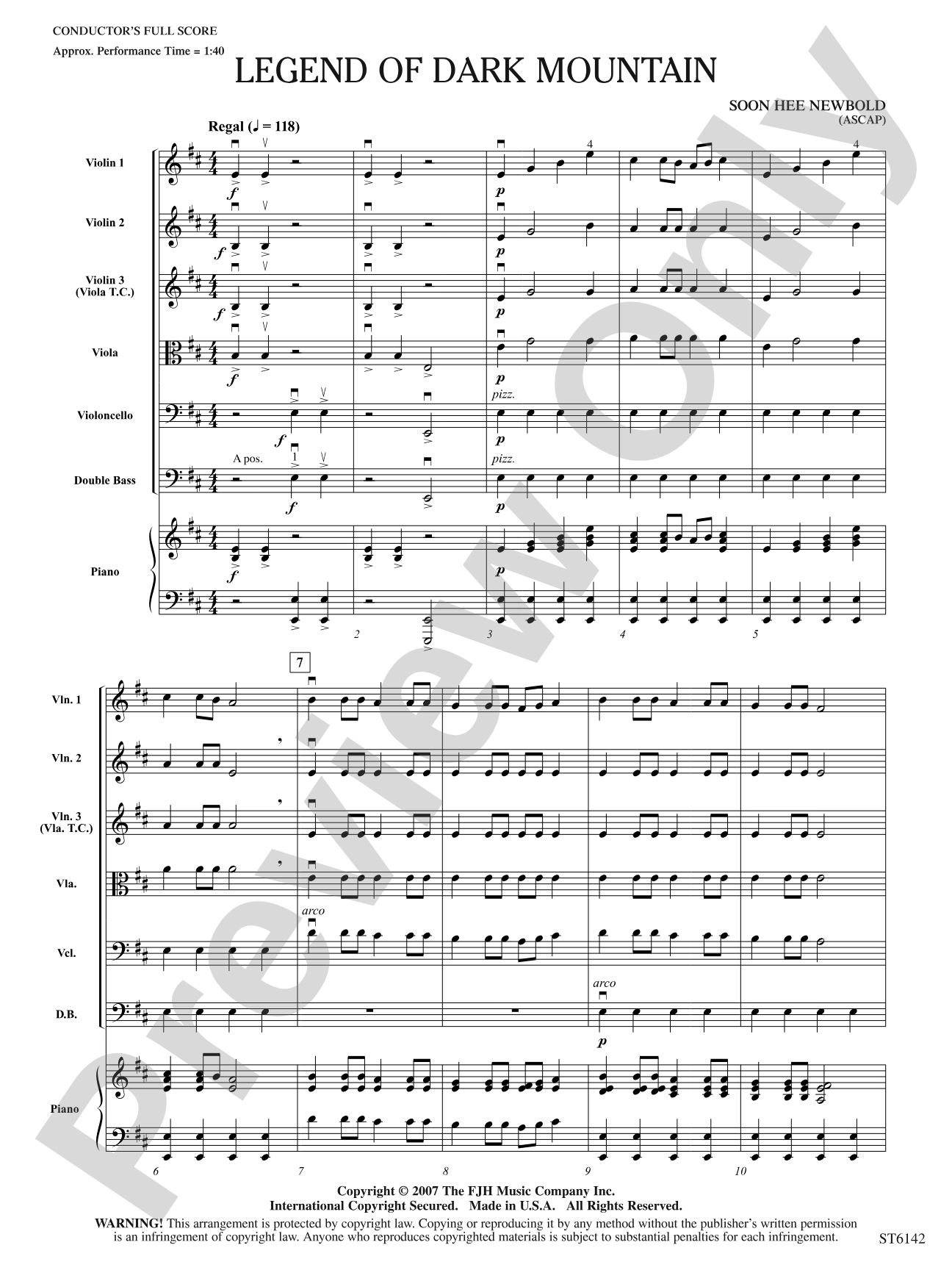 Legend of Dark Mountain: String Orchestra Conductor Score & Parts