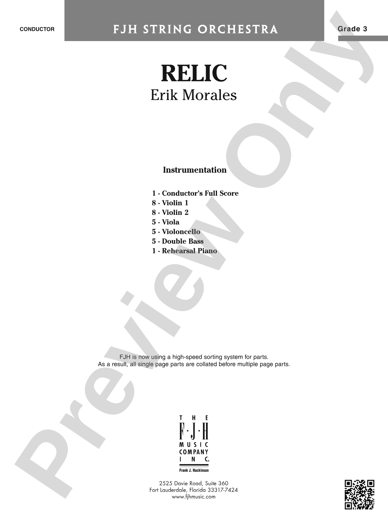 Relic: String Orchestra Conductor Score & Parts