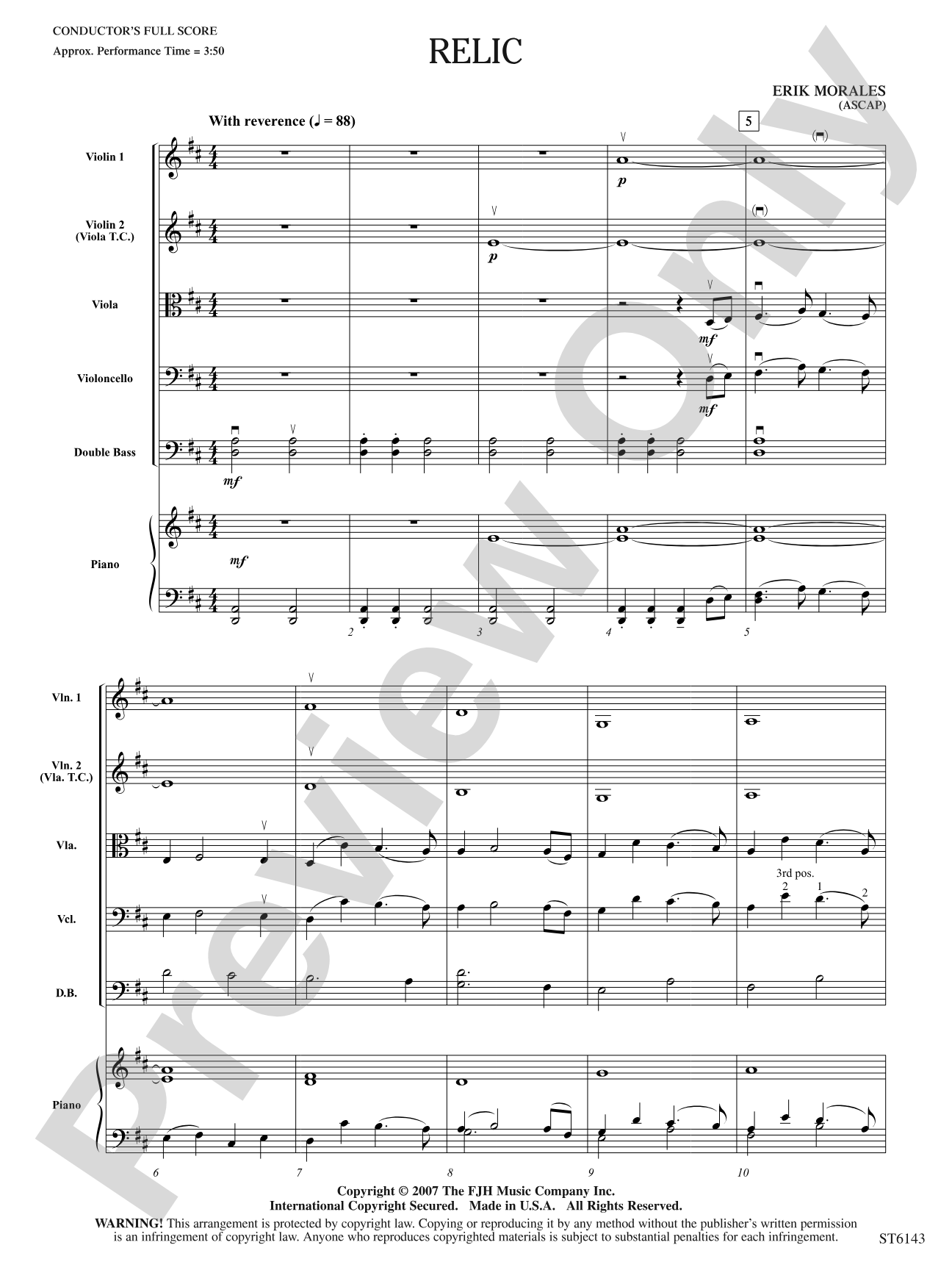 Relic: String Orchestra Conductor Score & Parts