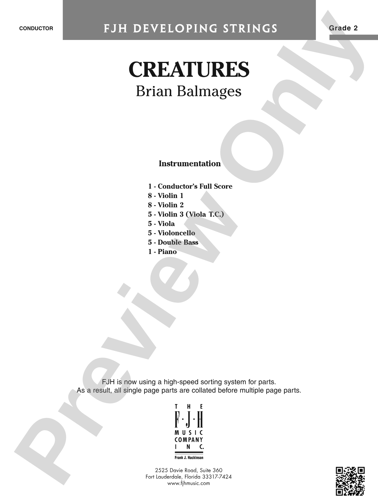 Creatures: String Orchestra Conductor Score & Parts
