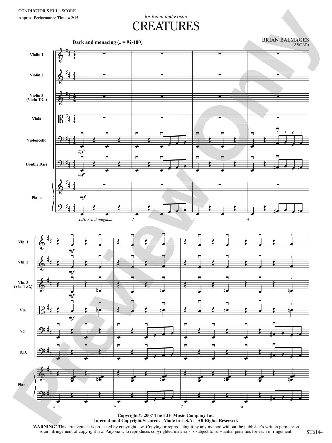 Creatures: String Orchestra Conductor Score & Parts