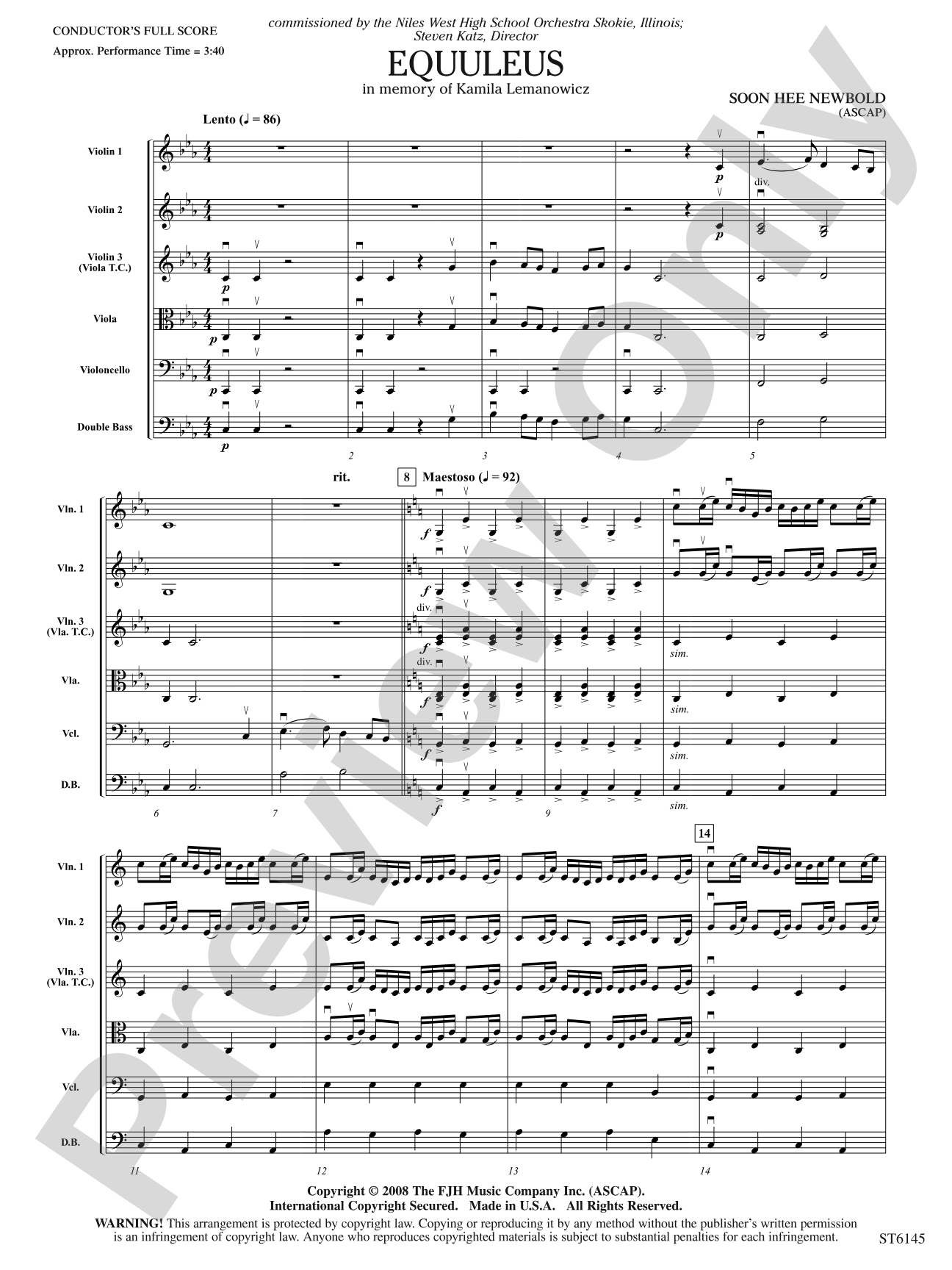 Equuleus: String Orchestra Conductor Score & Parts
