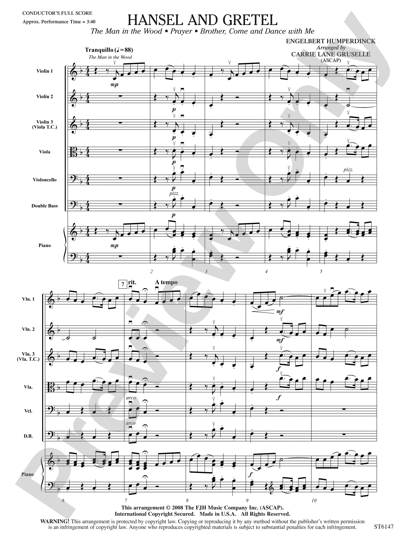 Hansel and Gretel: String Orchestra Conductor Score & Parts