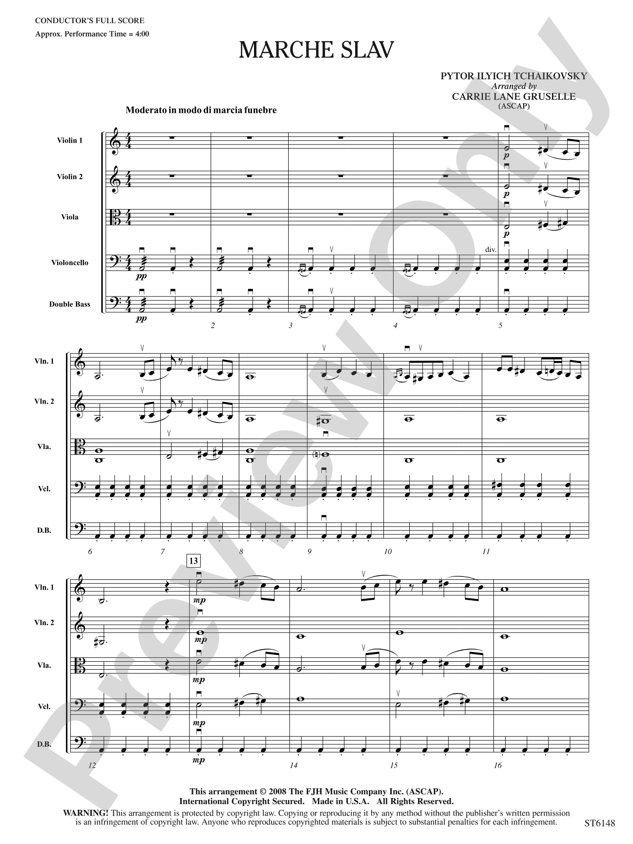 Marche Slav: String Orchestra Conductor Score & Parts