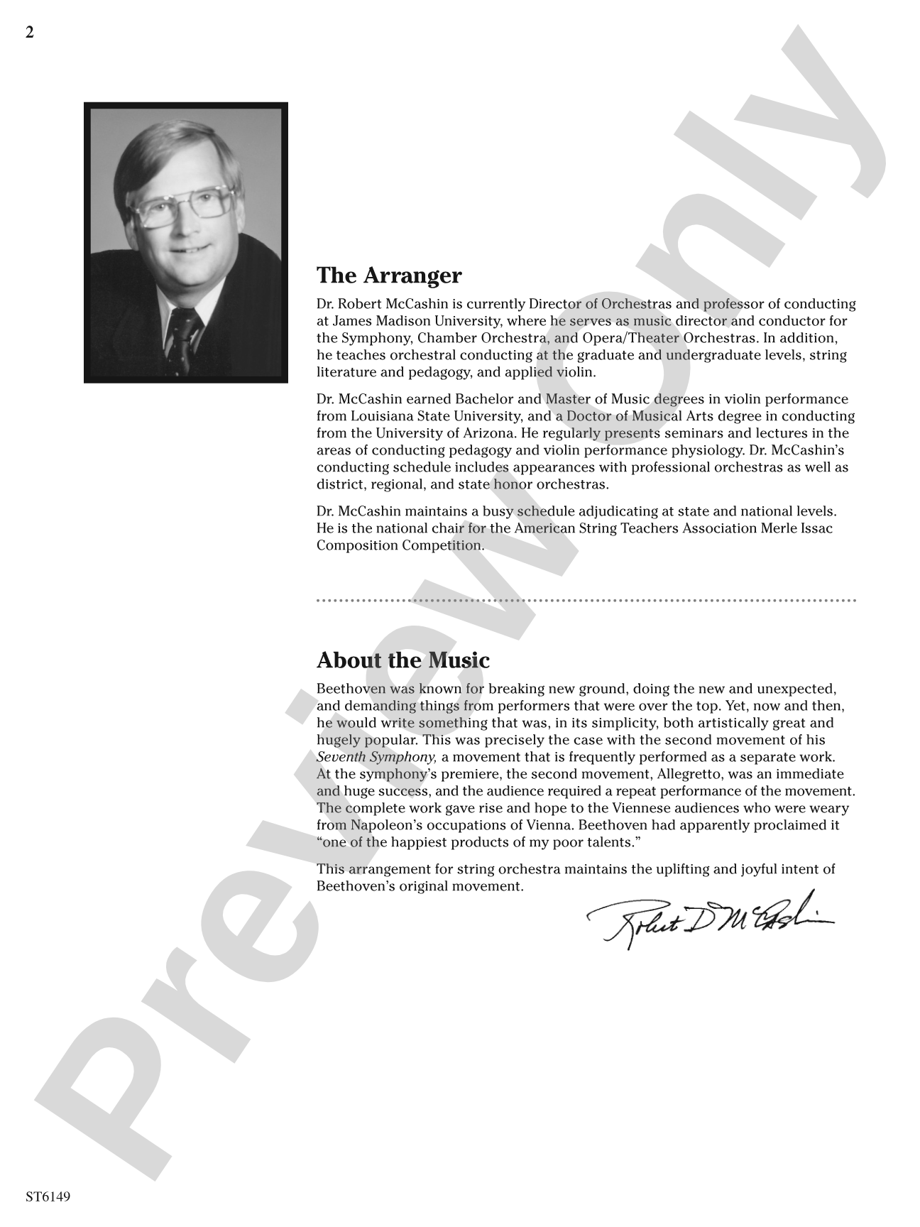 Allegretto (from Beethoven's Symphony No. 7): String Orchestra Conductor Score & Parts