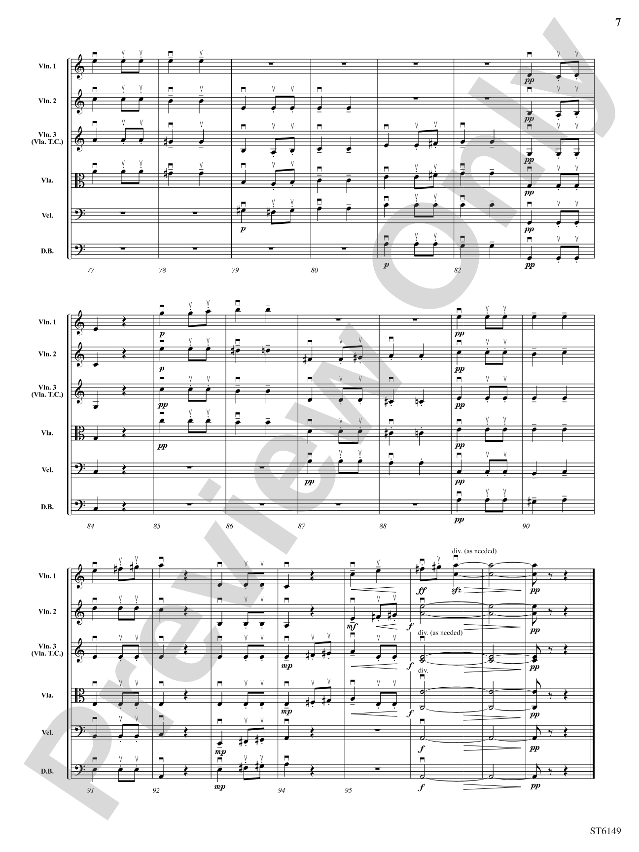 Allegretto (from Beethoven's Symphony No. 7): String Orchestra Conductor Score & Parts