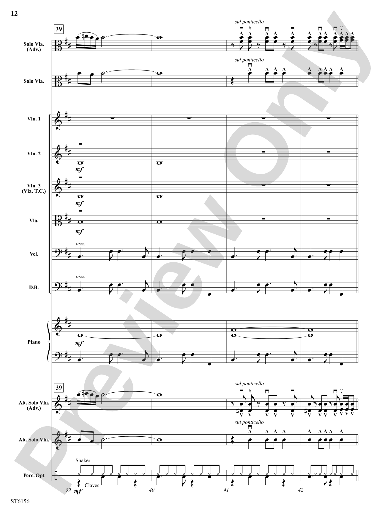 Danza Latina (for Solo Viola or Violin and Orchestra): String Orchestra Conductor Score & Parts