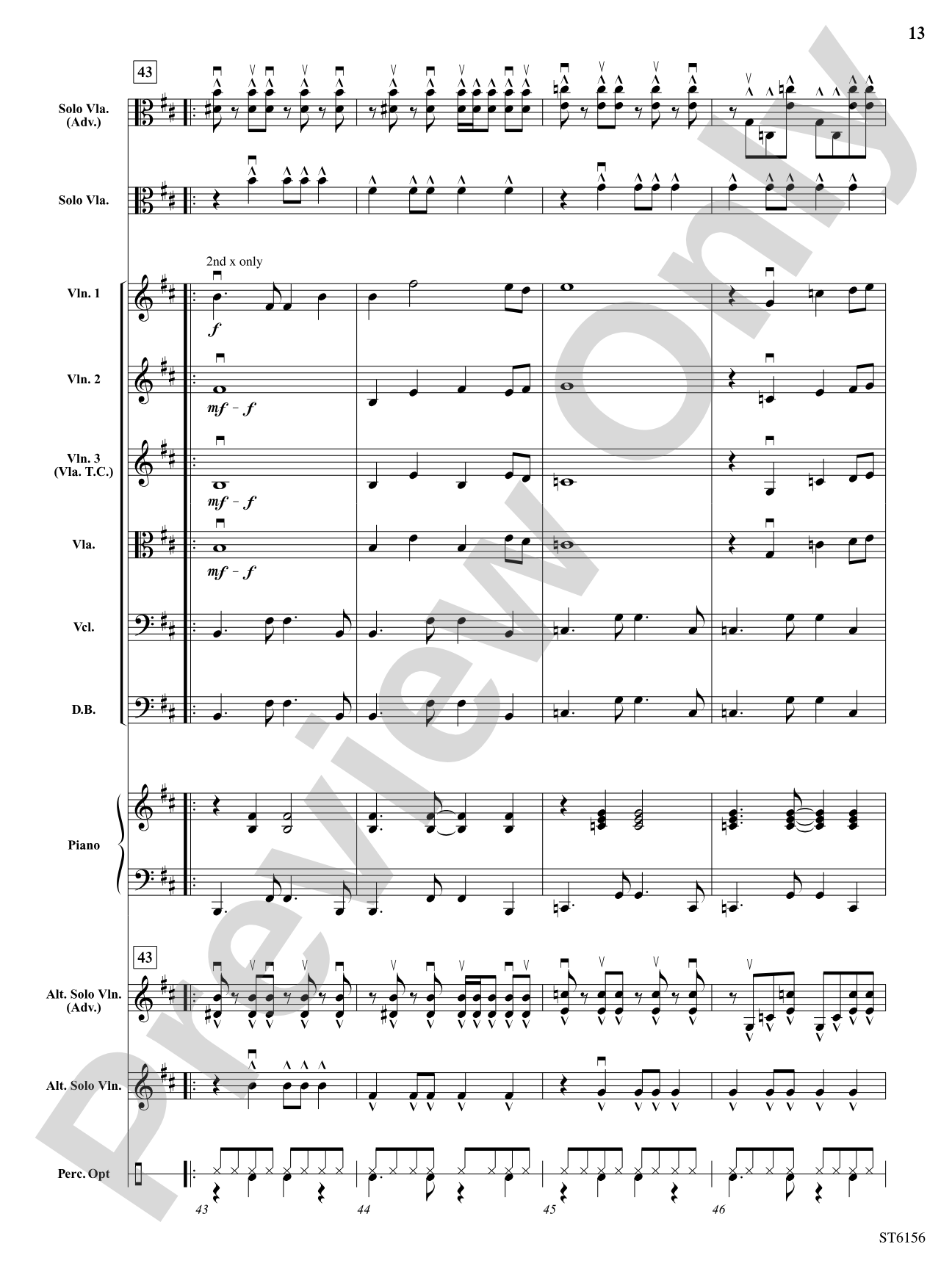 Danza Latina (for Solo Viola or Violin and Orchestra): String Orchestra Conductor Score & Parts