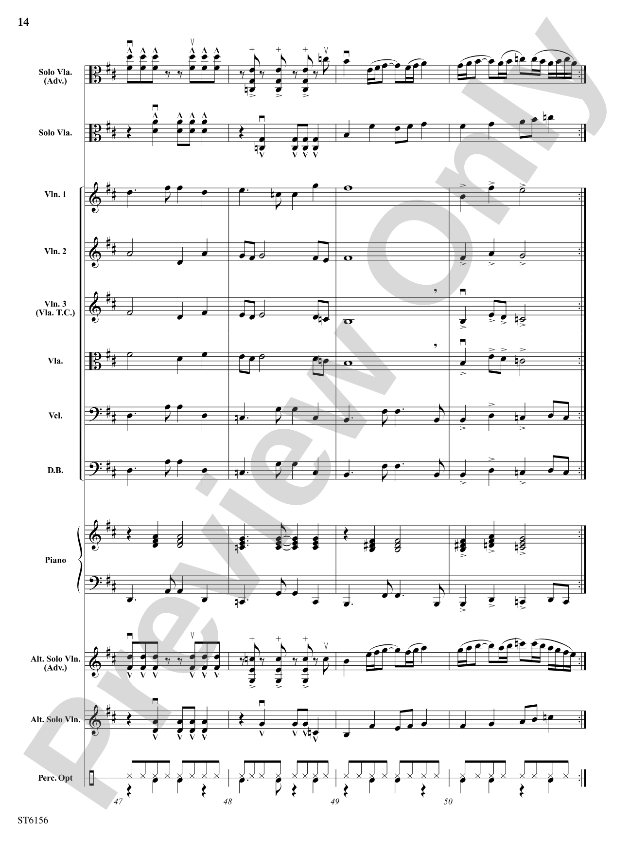 Danza Latina (for Solo Viola or Violin and Orchestra): String Orchestra Conductor Score & Parts