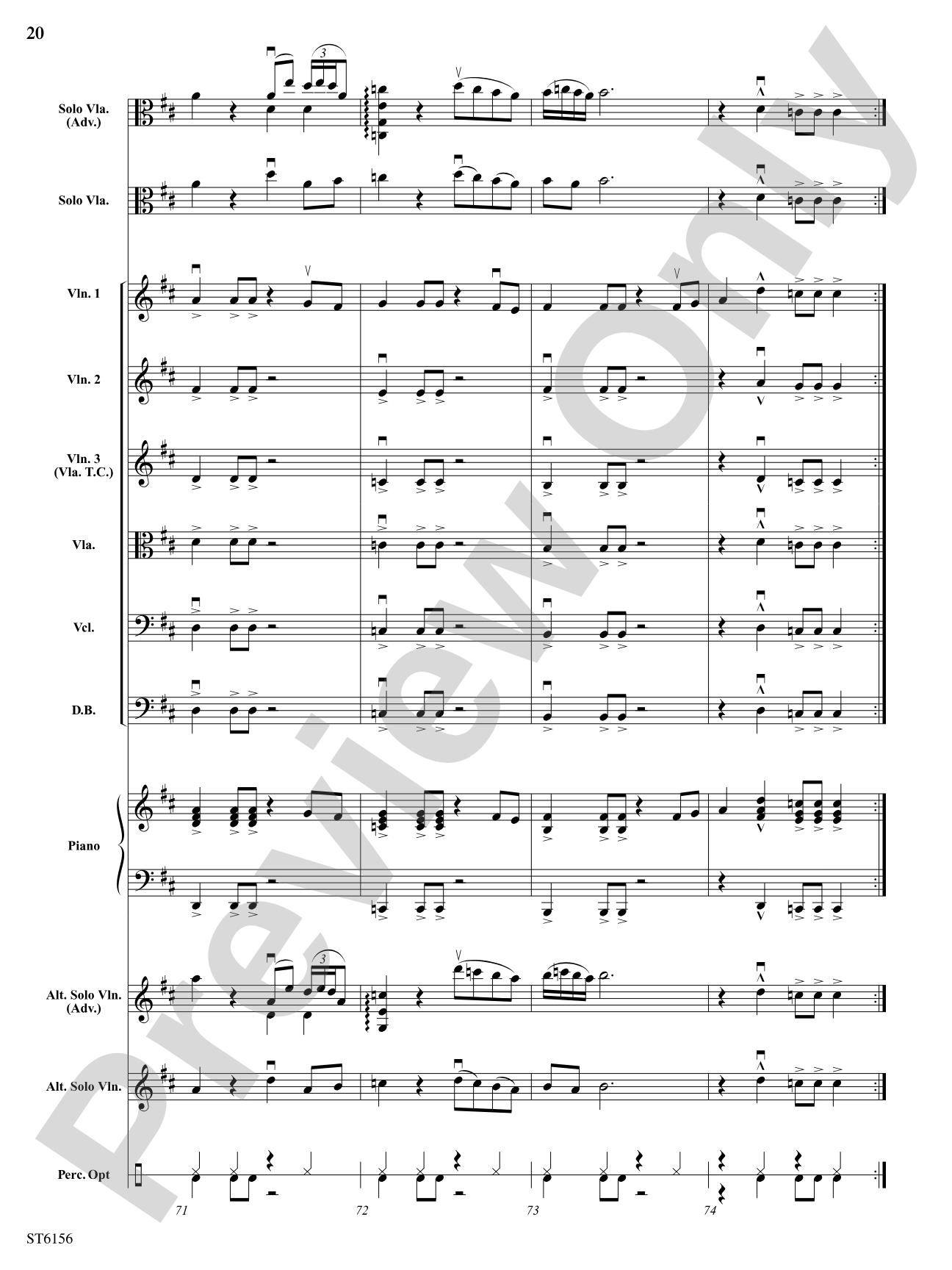 Danza Latina (for Solo Viola or Violin and Orchestra): String Orchestra Conductor Score & Parts