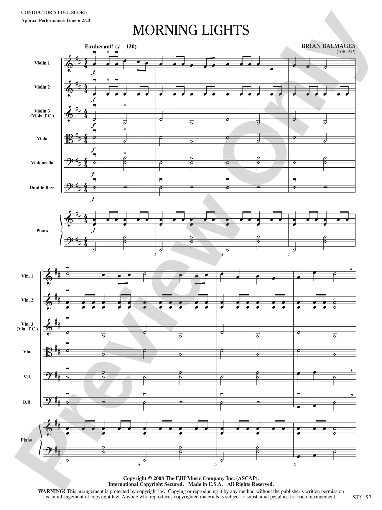 Morning Lights: String Orchestra Conductor Score & Parts