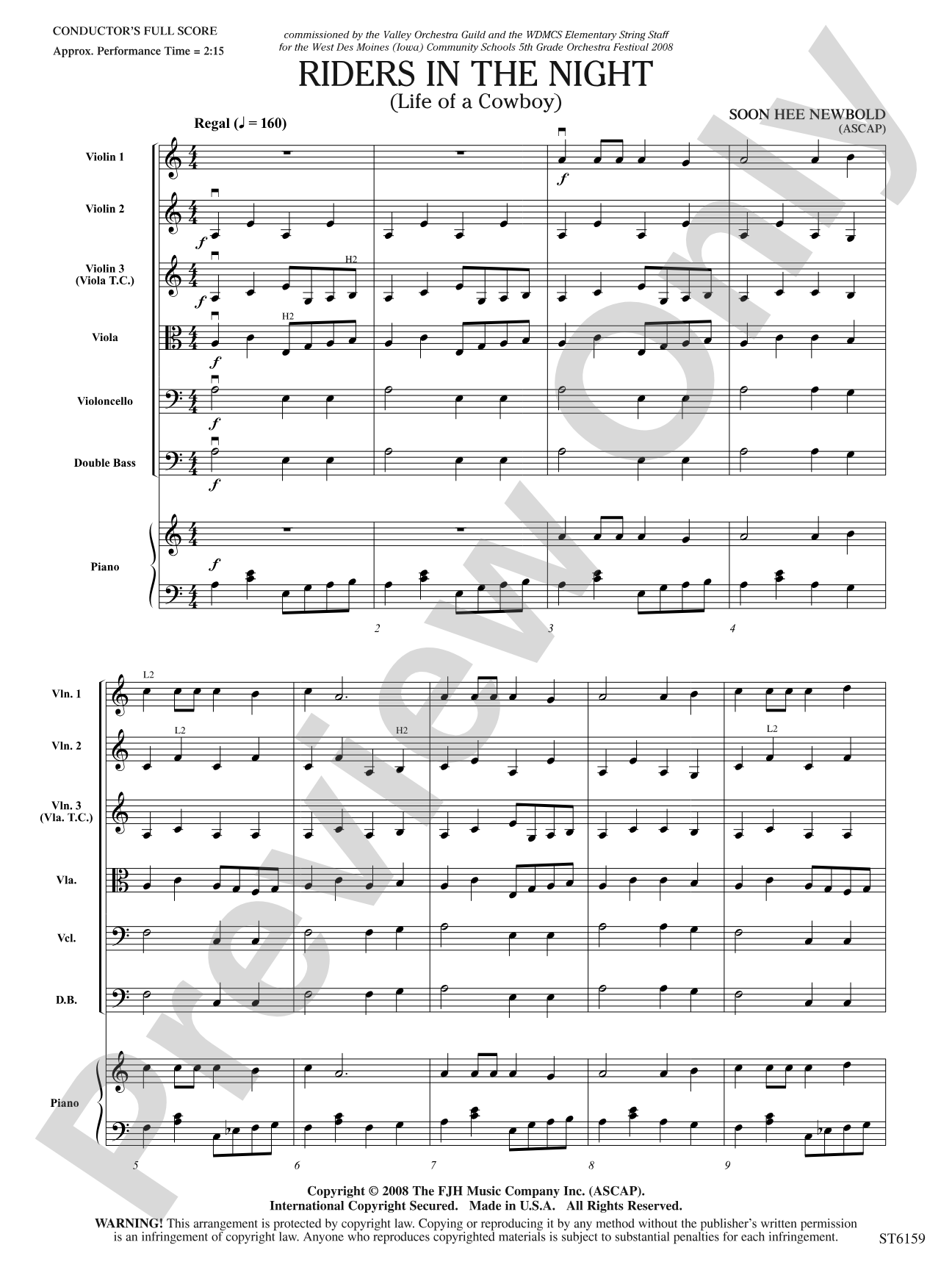 Riders in the Night (Life of a Cowboy): String Orchestra Conductor Score & Parts