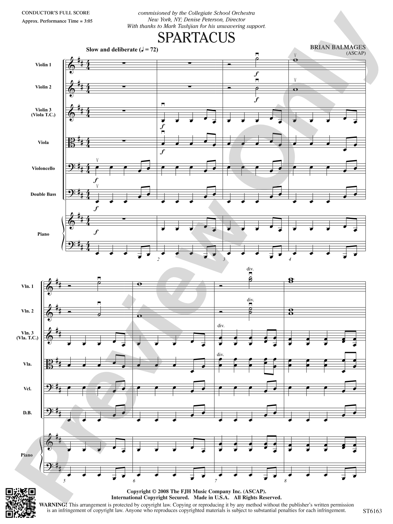 Spartacus: String Orchestra Conductor Score & Parts