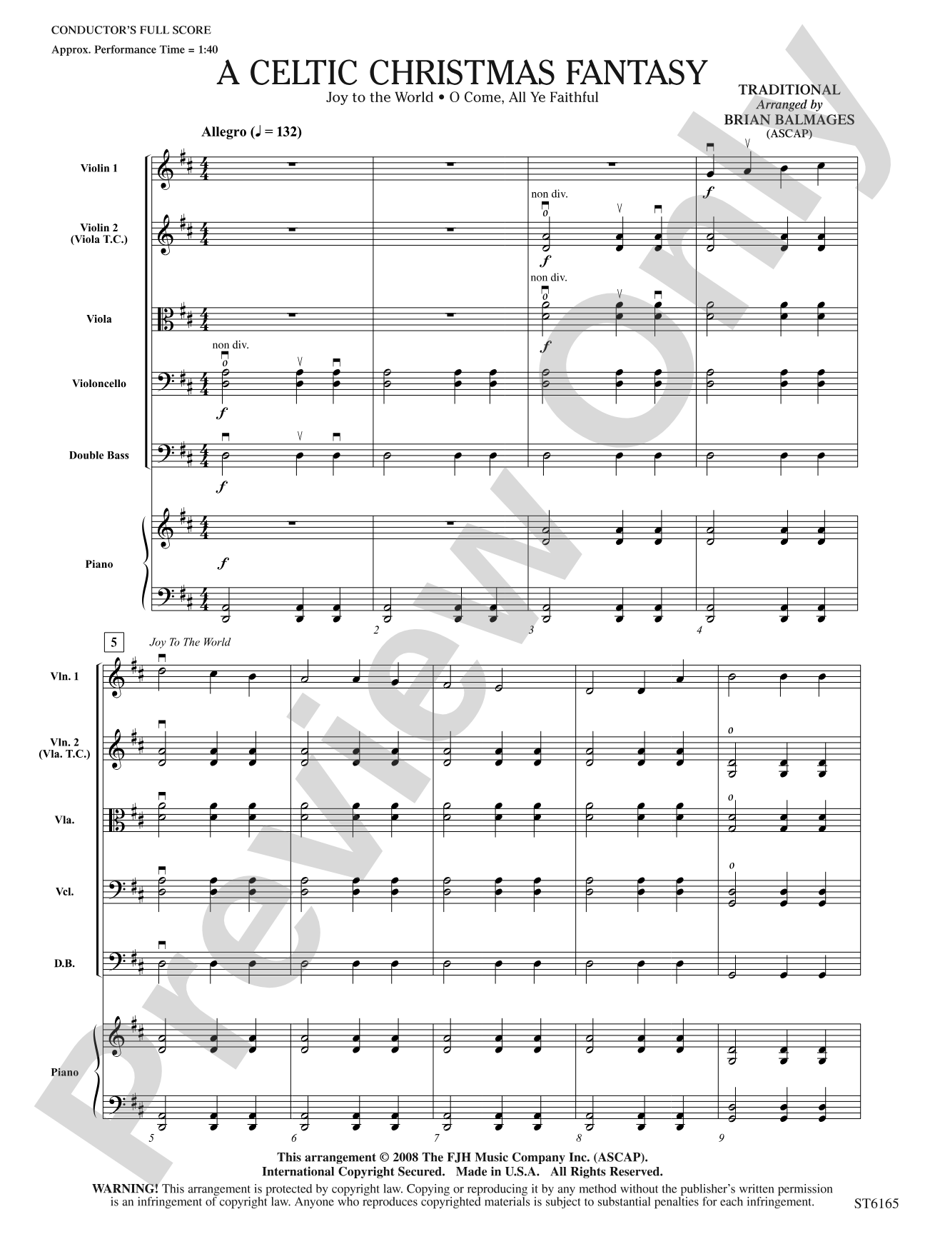 A Celtic Christmas Fantasy: String Orchestra Conductor Score & Parts