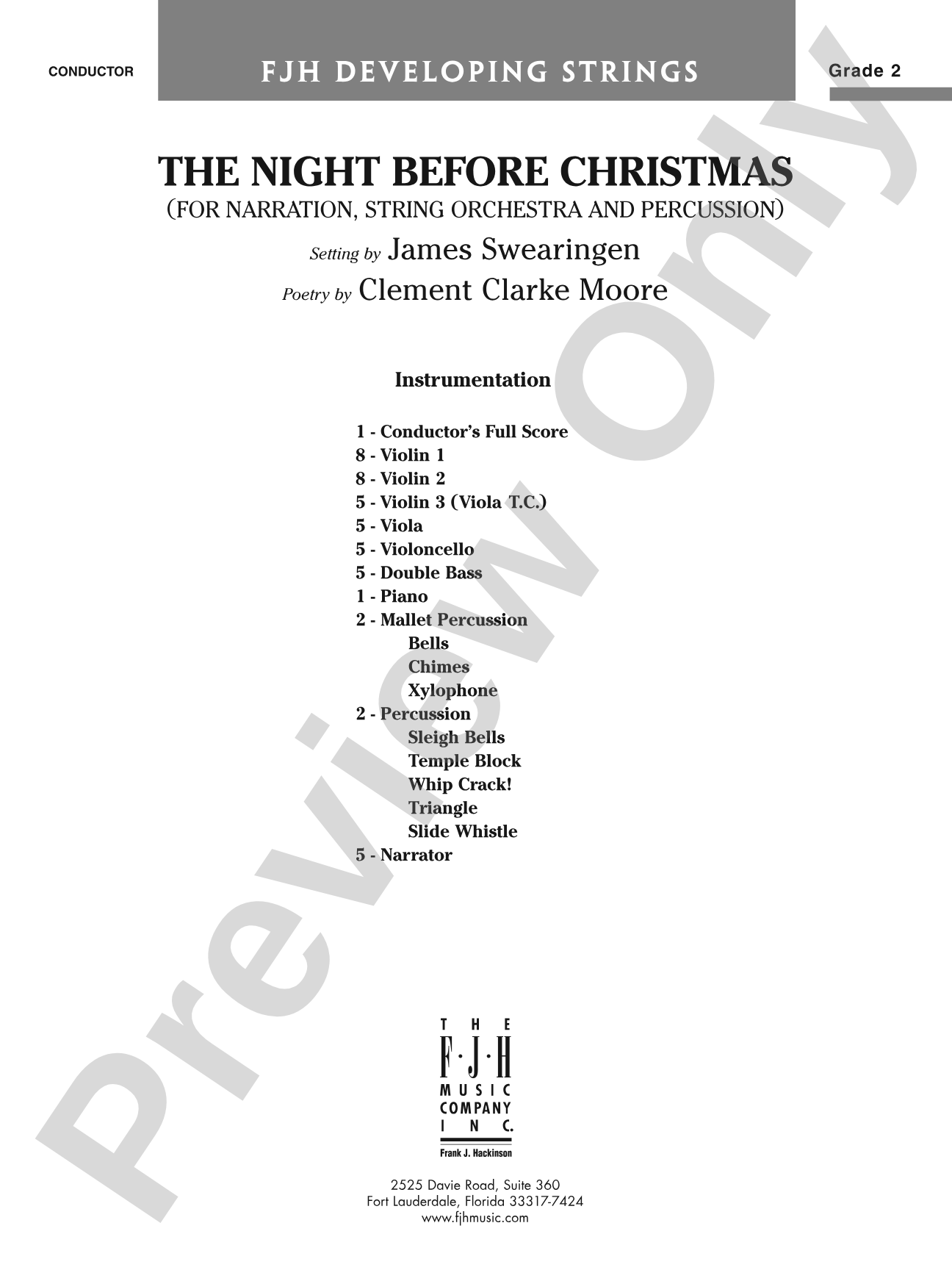 The Night Before Christmas (for Narration, String Orchestra, and Percussion): String Orchestra Conductor Score & Parts