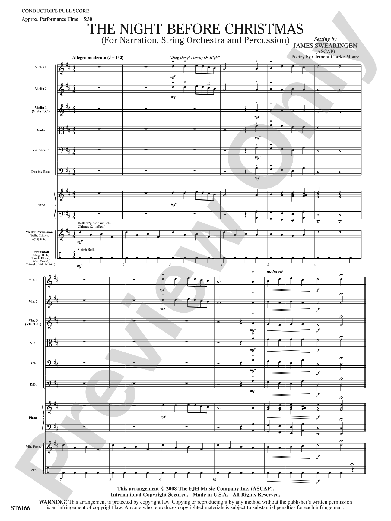 The Night Before Christmas (for Narration, String Orchestra, and Percussion): String Orchestra Conductor Score & Parts