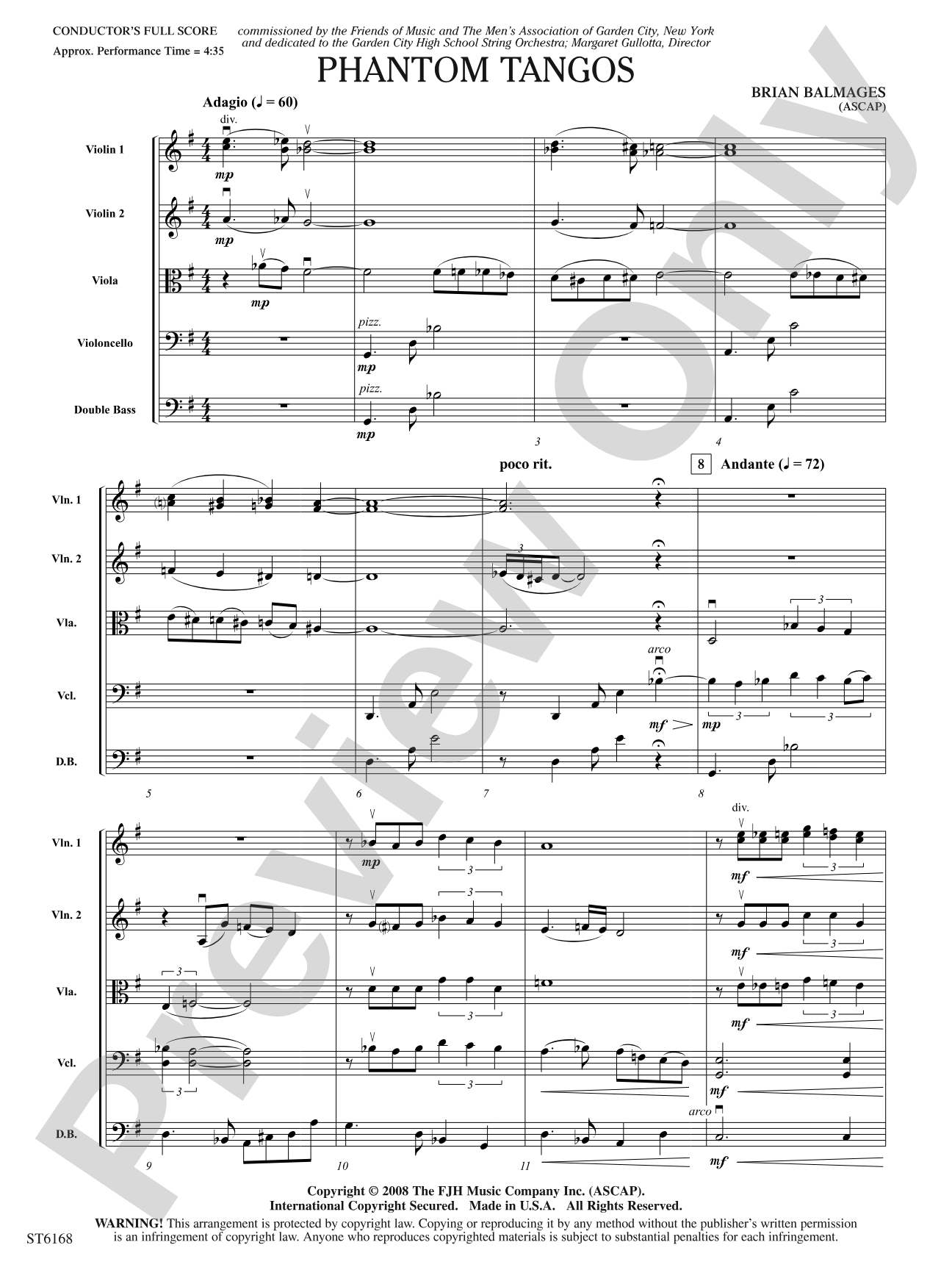 Phantom Tangos: String Orchestra Conductor Score & Parts