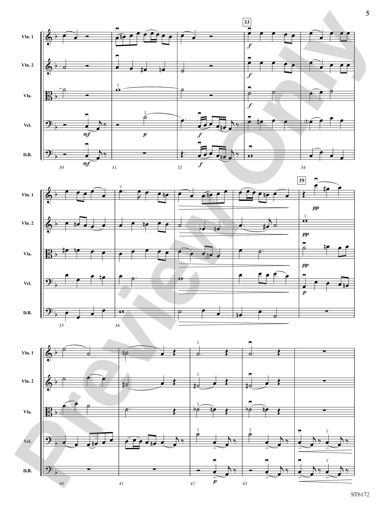 Allegro Moderato from Quintet, Opus 5: String Orchestra Conductor Score & Parts