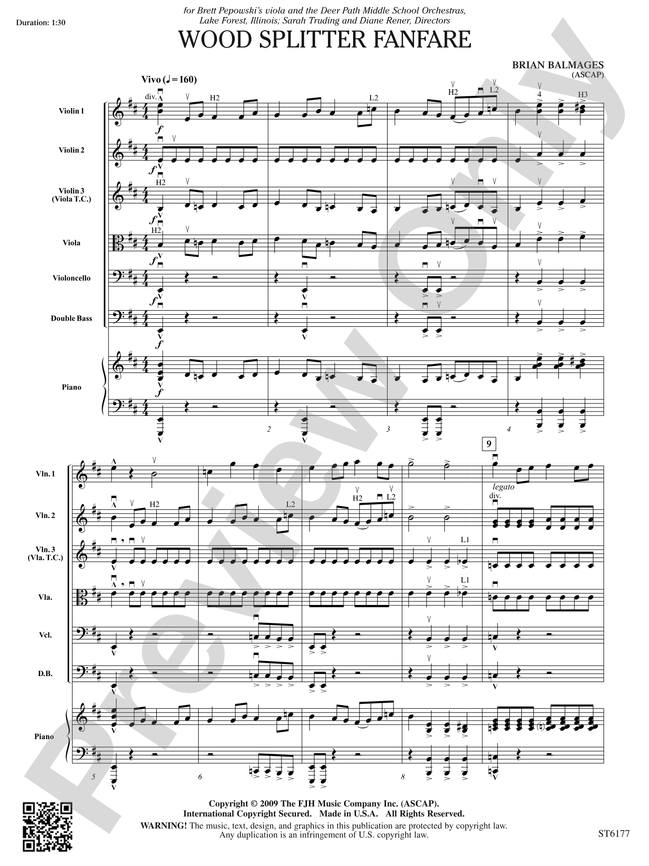 Wood Splitter Fanfare: String Orchestra Conductor Score & Parts