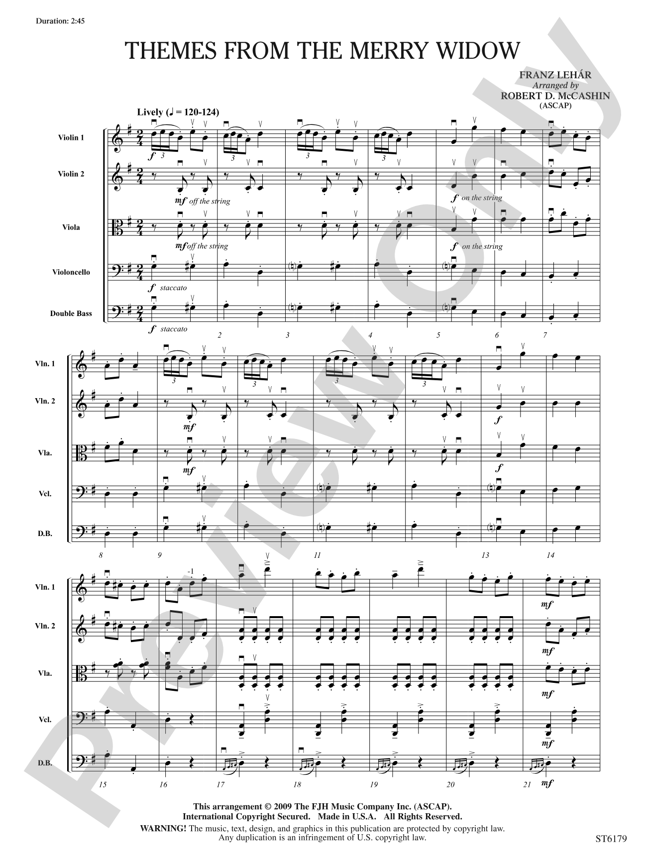 Themes from The Merry Widow: String Orchestra Conductor Score & Parts