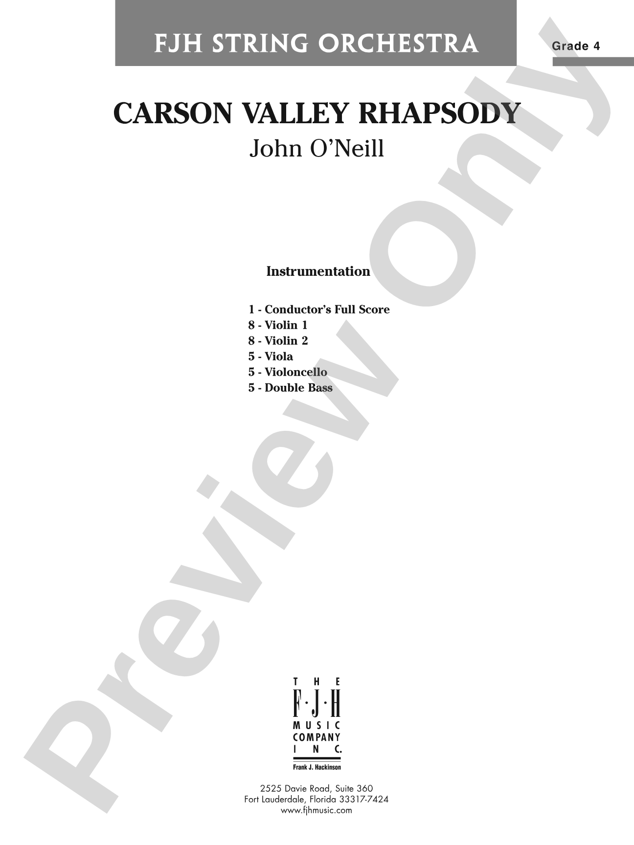 Carson Valley Rhapsody: String Orchestra Conductor Score & Parts