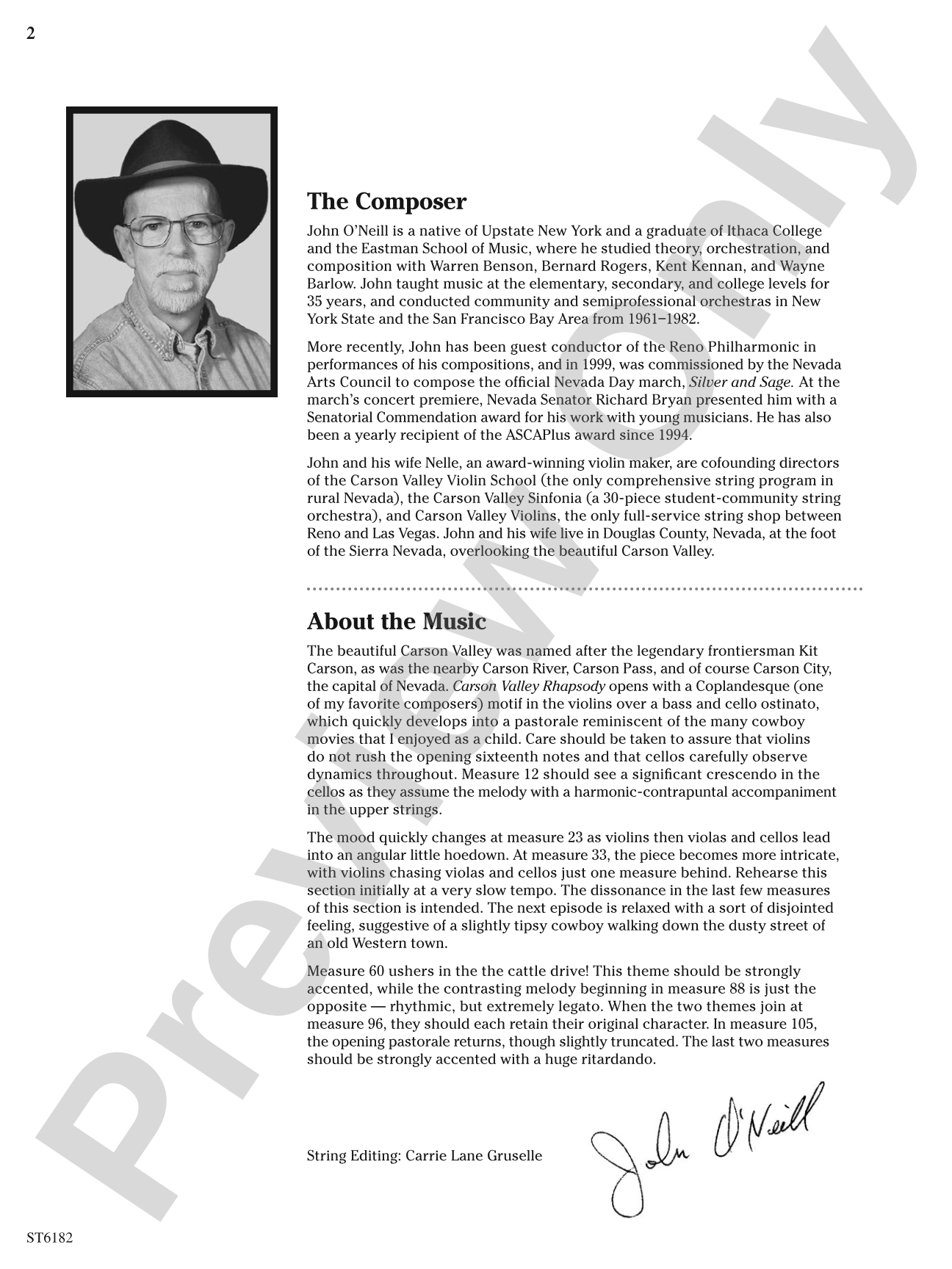 Carson Valley Rhapsody: String Orchestra Conductor Score & Parts