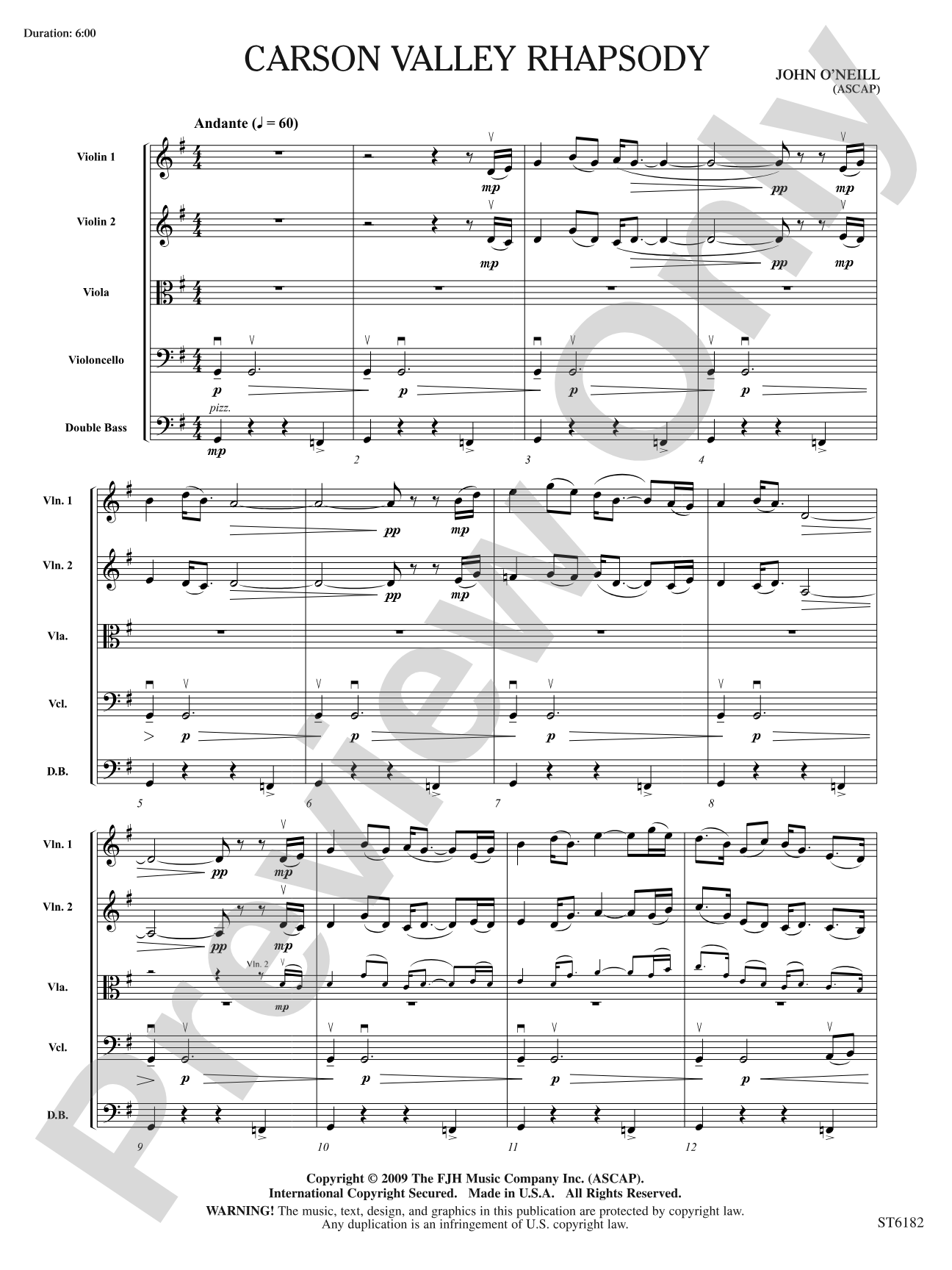 Carson Valley Rhapsody: String Orchestra Conductor Score & Parts